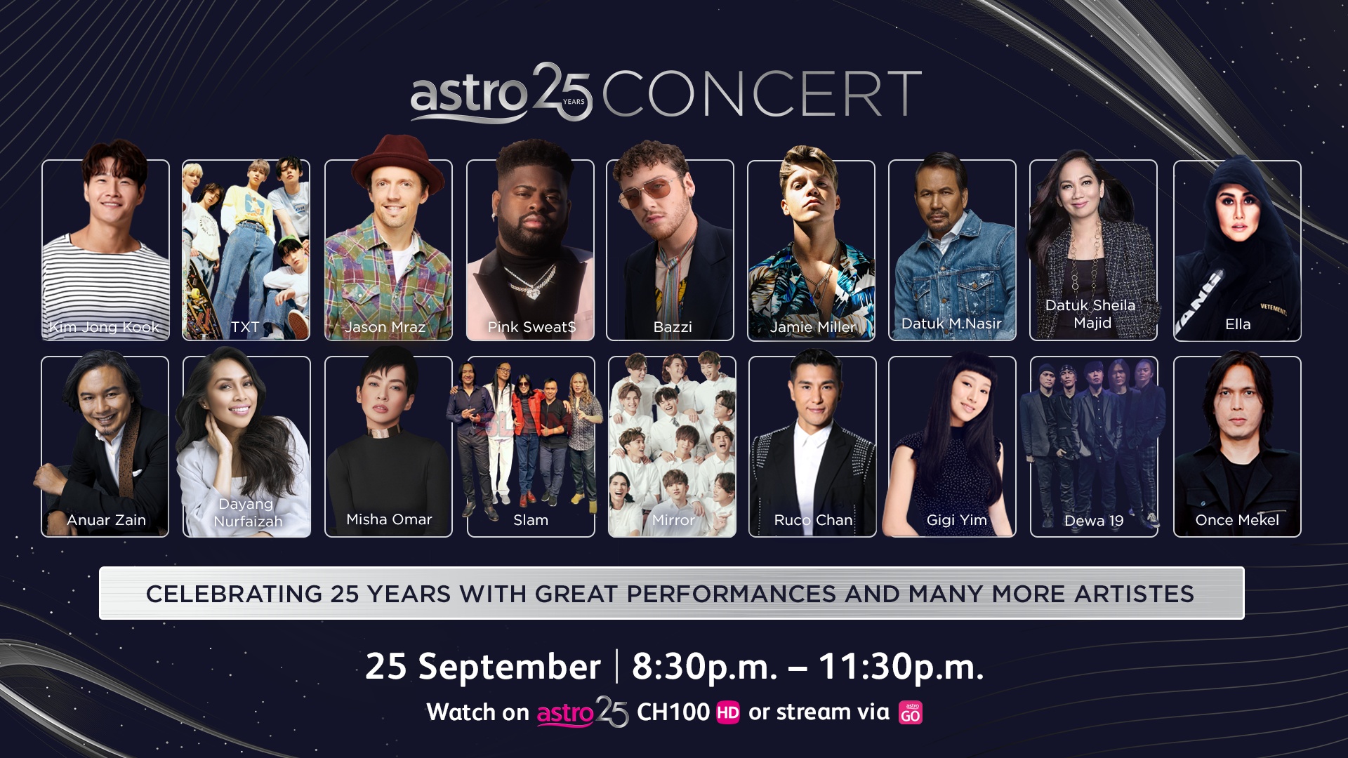 Astro 925线上演唱会星光熠熠.汇聚金锺国杰森玛耶兹等54海内外歌手