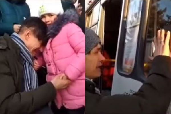 乌克兰父泪送妻女至安全处 手贴车窗告别43秒鼻酸影片曝光