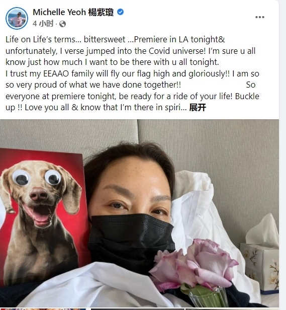 杨紫琼宣布确诊 缺席新片首映难过喊:好想你们