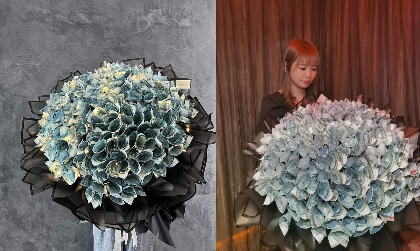 独家|答谢姐姐自小照顾 弟弟豪送1万现金花束
