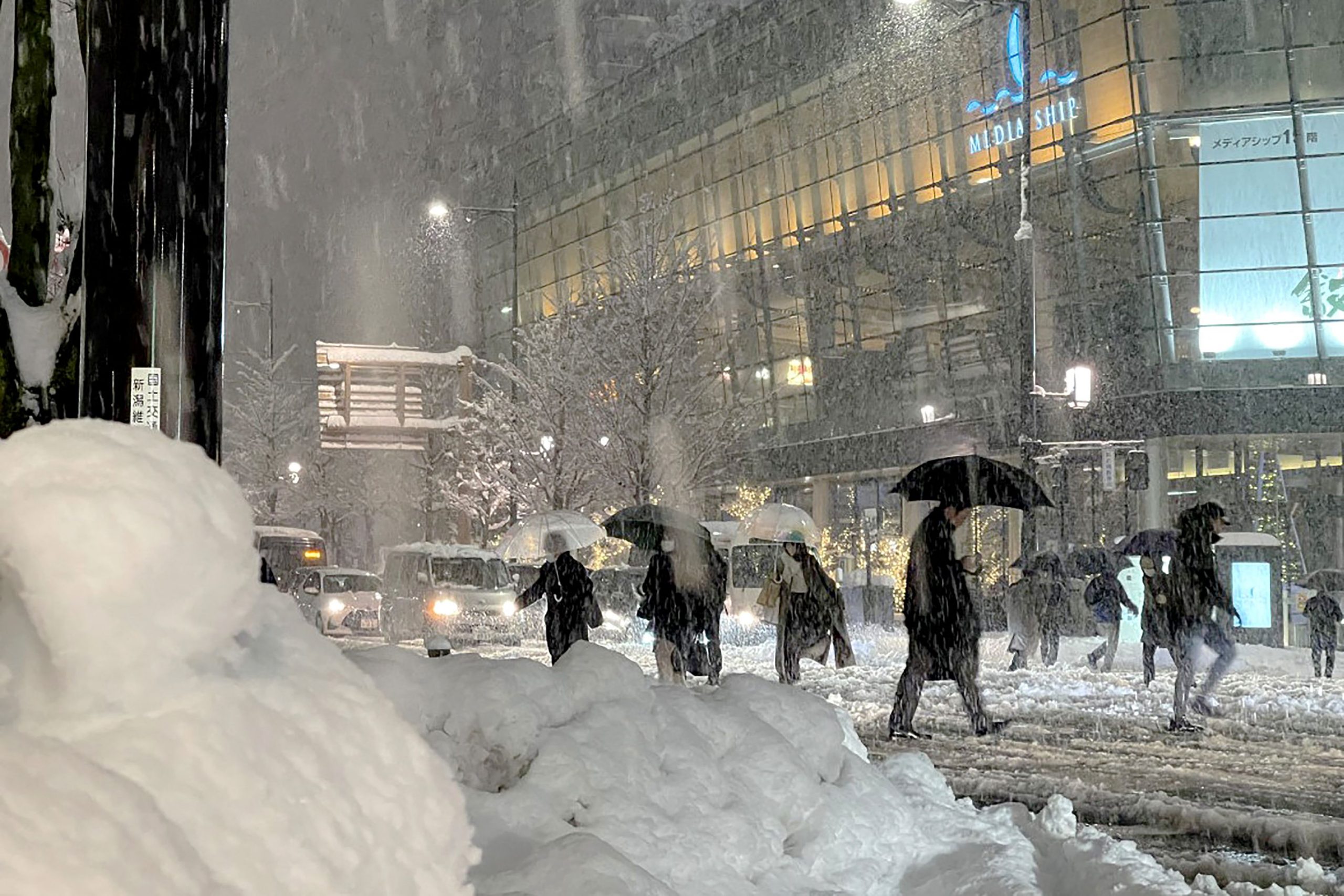 看世界/日本多地降暴雪 交通通信受影响