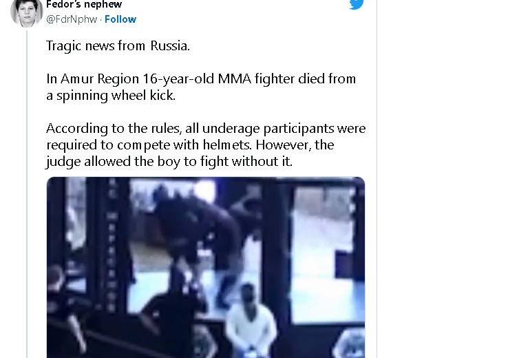 参加MMA没戴头罩 16岁少年被踢中头逝世 
