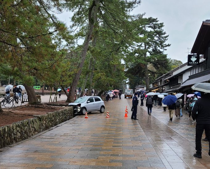 日本奈良东大寺附近有汽车冲上行人路 一名台湾男子丧生