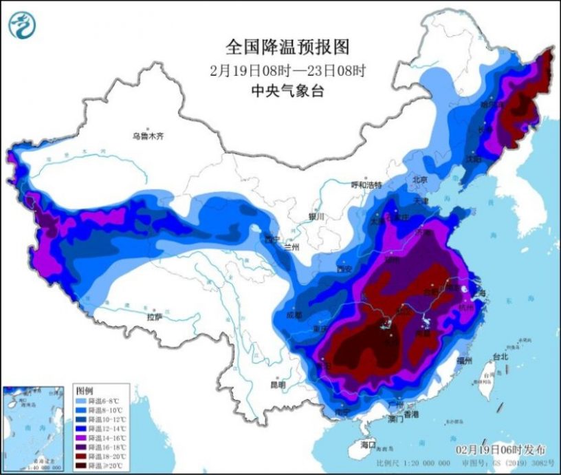 龙年首场寒潮来袭 0℃线南压 中国南方将断崖式降温