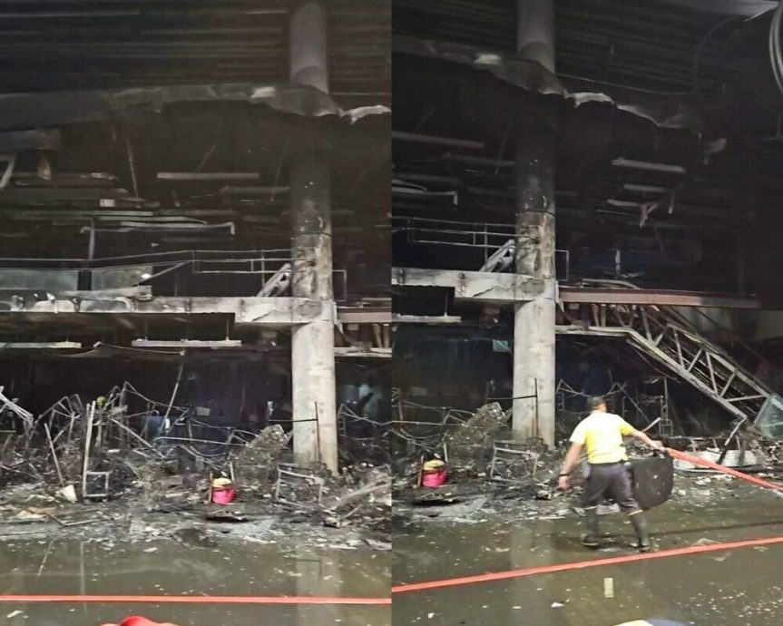 曼谷机场快线站附近凌晨大火 约30家商铺烧毁