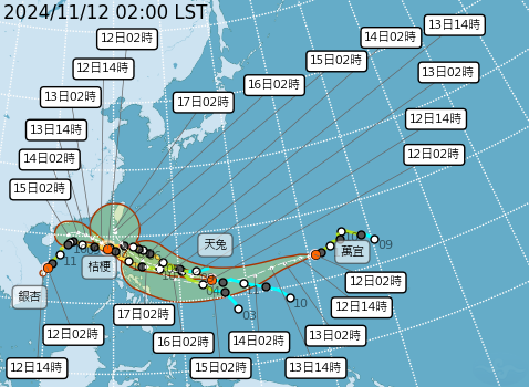 史上首见“11月4台共舞” 台风“天兔”生成