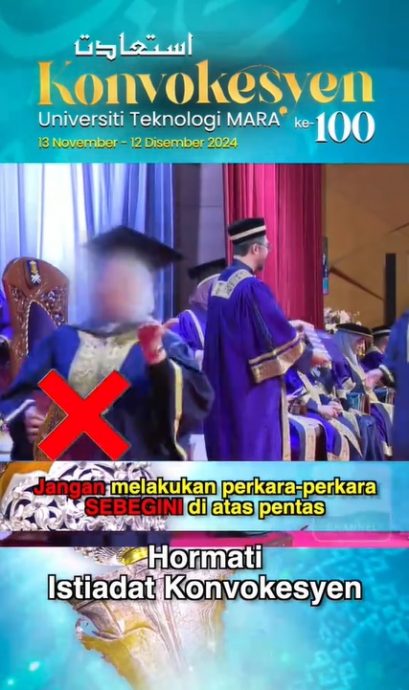 视频|上台领文凭别比怪手势! UiTM发视频吁尊重毕业典礼