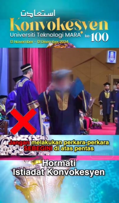 视频|上台领文凭别比怪手势! UiTM发视频吁尊重毕业典礼