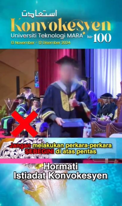视频|上台领文凭别比怪手势! UiTM发视频吁尊重毕业典礼