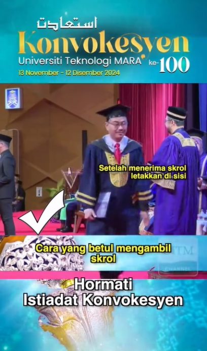 视频|上台领文凭别比怪手势! UiTM发视频吁尊重毕业典礼