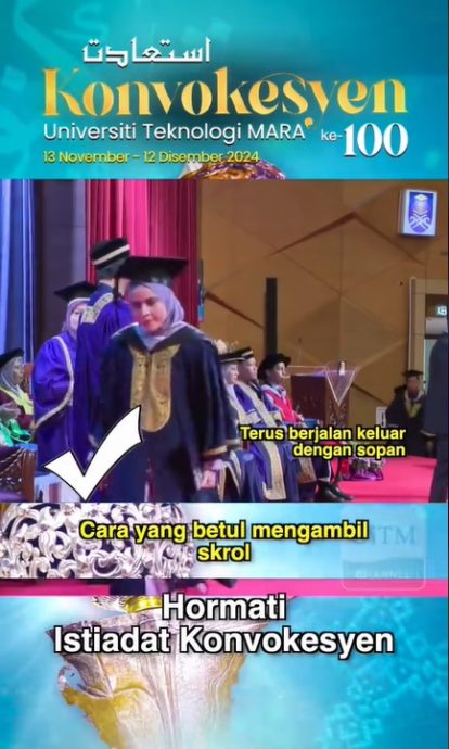 视频|上台领文凭别比怪手势! UiTM发视频吁尊重毕业典礼