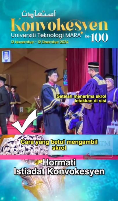 视频|上台领文凭别比怪手势! UiTM发视频吁尊重毕业典礼