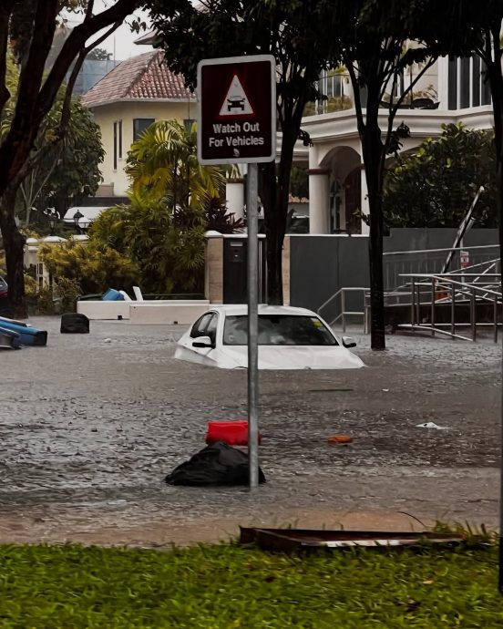徐若瑄新加坡遇大雨淹水 积水淹至车门一度受困