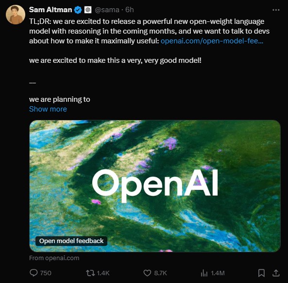 Deepseek与Meta来势汹汹 OpenAI宣布将发布开源模型
