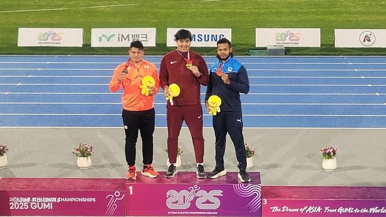 龟尾亚洲田径赛|男铁饼抛出58.82公尺 伊芬为大马夺1铜
