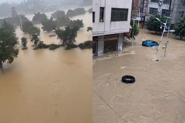贵州“30年最大洪水” 足球场10分钟内被淹没、百货变瀑布
