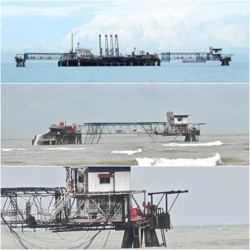 封面图文:“森亚尔”狂袭波德申外海,Petron海上输油码头在强风巨浪下断成3截