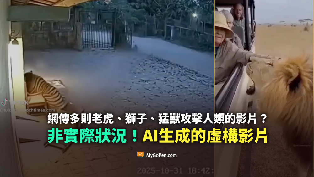 (全国版)求真:老虎捕食、大型猛兽出没攻击人类?全都是人工智能(AI)技术生成,不是真实发生的案例。