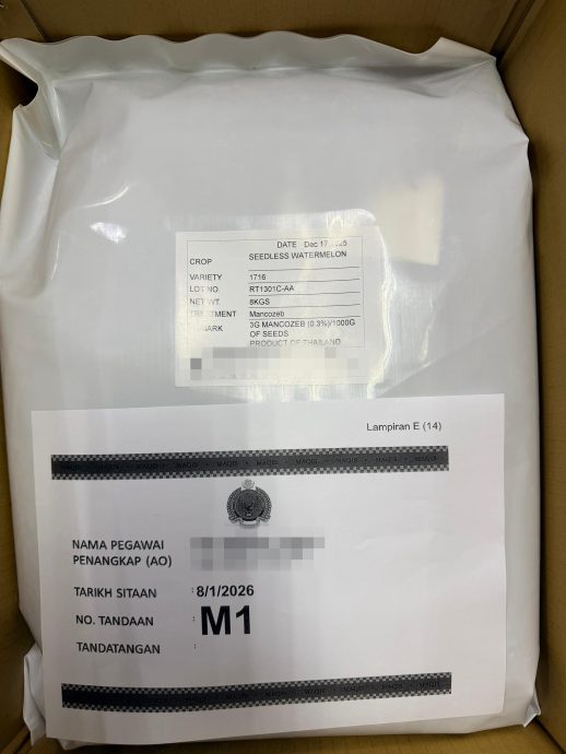 已签发//进口资料有误·边管机构扣查14万令吉西瓜种子