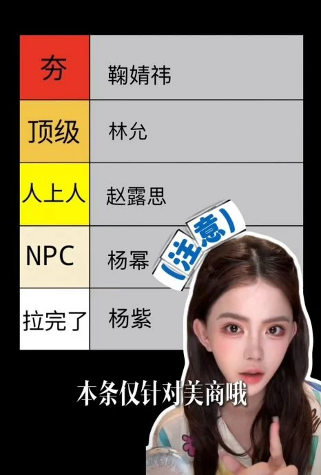 给杨幂杨紫赵露思“整形审美”分级挨轰 网红韩安冉甩锅AI