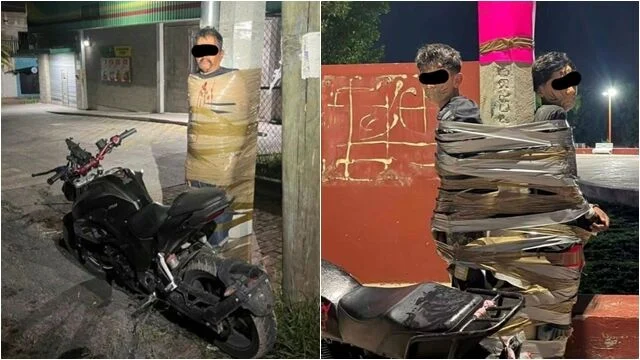 蝙蝠侠真实版?偷车贼“遭胶带捆绑示众” 暴揍一顿公告恶行