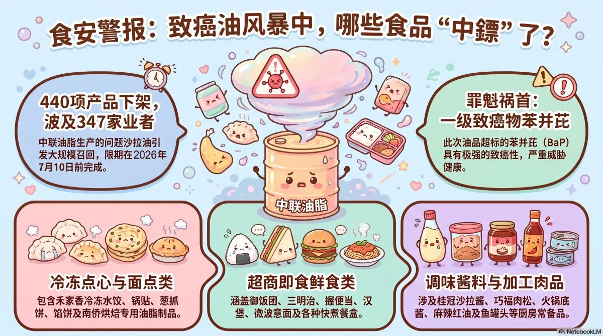 天下事主文换文+修题) 致癌物沙拉油产品累计440项 肉松、水饺都中镖