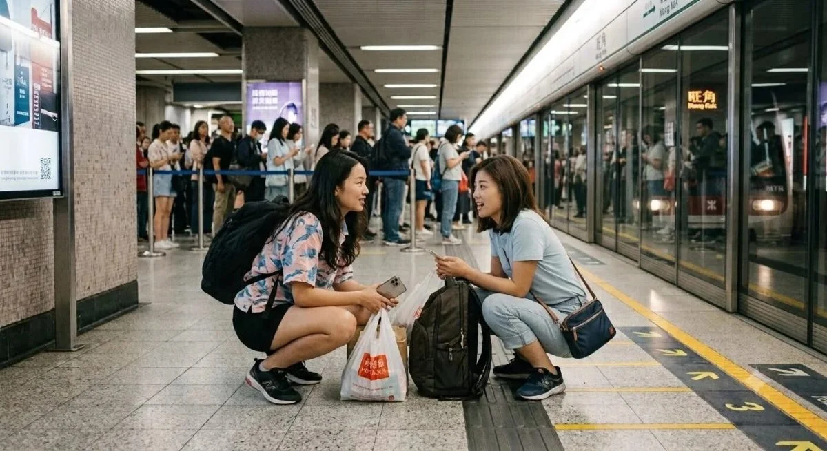 港铁蹲下等车遭路人掷硬币 “港人不友好不会再来第二次”