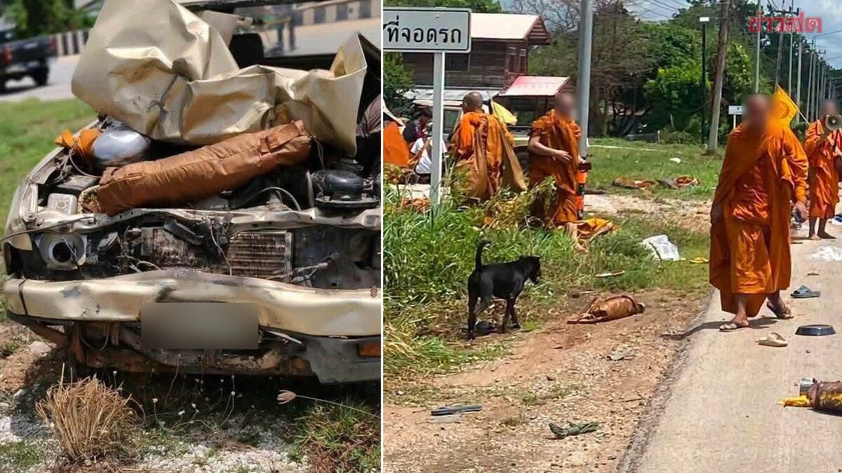 视频/泰11岁男童偷开皮卡车 猛撞苦行僧队伍致8死4命危