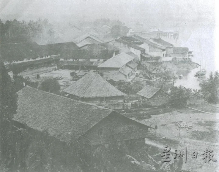 1864年,华工事件后的古晋街景。(图:砂拉越博物院)