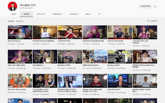 林有信的YouTube视频并非千篇一律,每一期视频注入了很多搞笑元素,让人出乎意料。