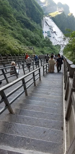 从天门山999阶梯,可自行徒步到半山的巴士接载处。